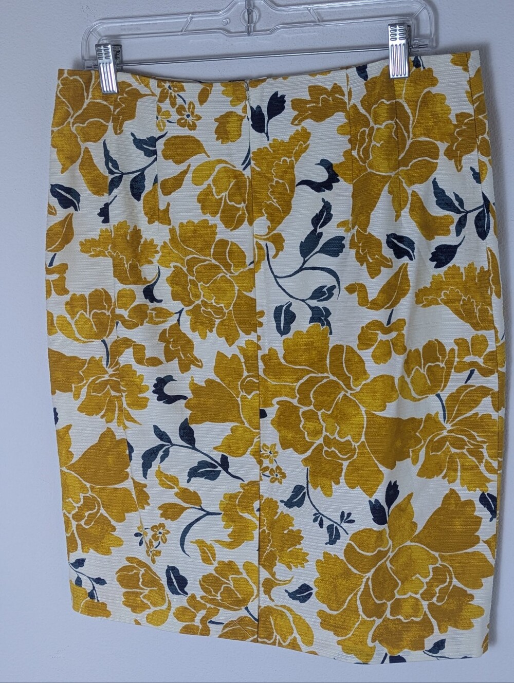 Ann Taylor Floral Cotton Mini Pencil Skirt Yellow White Business Sizw 10 New - Picture 3 of 9